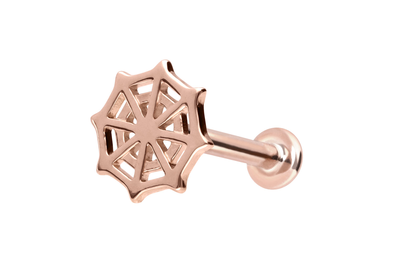 14 Karat Gold Labret Piercing mit Push Fit SPINNENNETZ